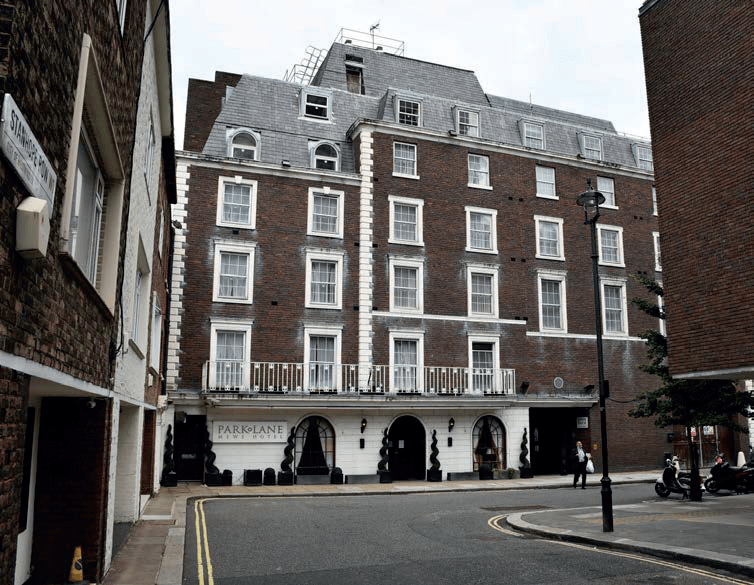 View of the existing hotel building on Stanhope Row